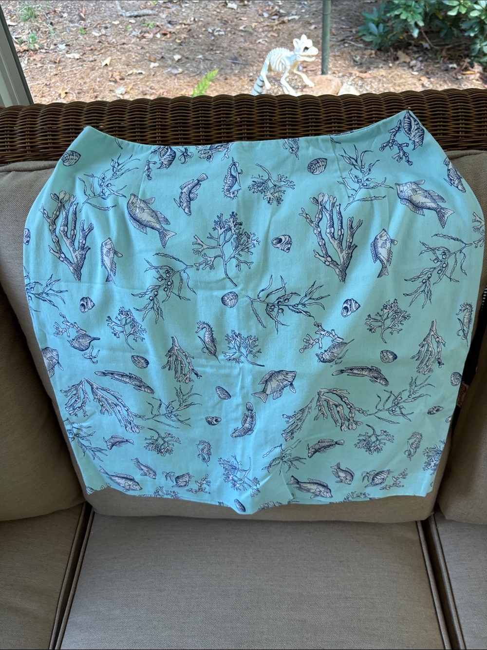 Talbots Aqua Sea Life Swim Sarong with Navy Print